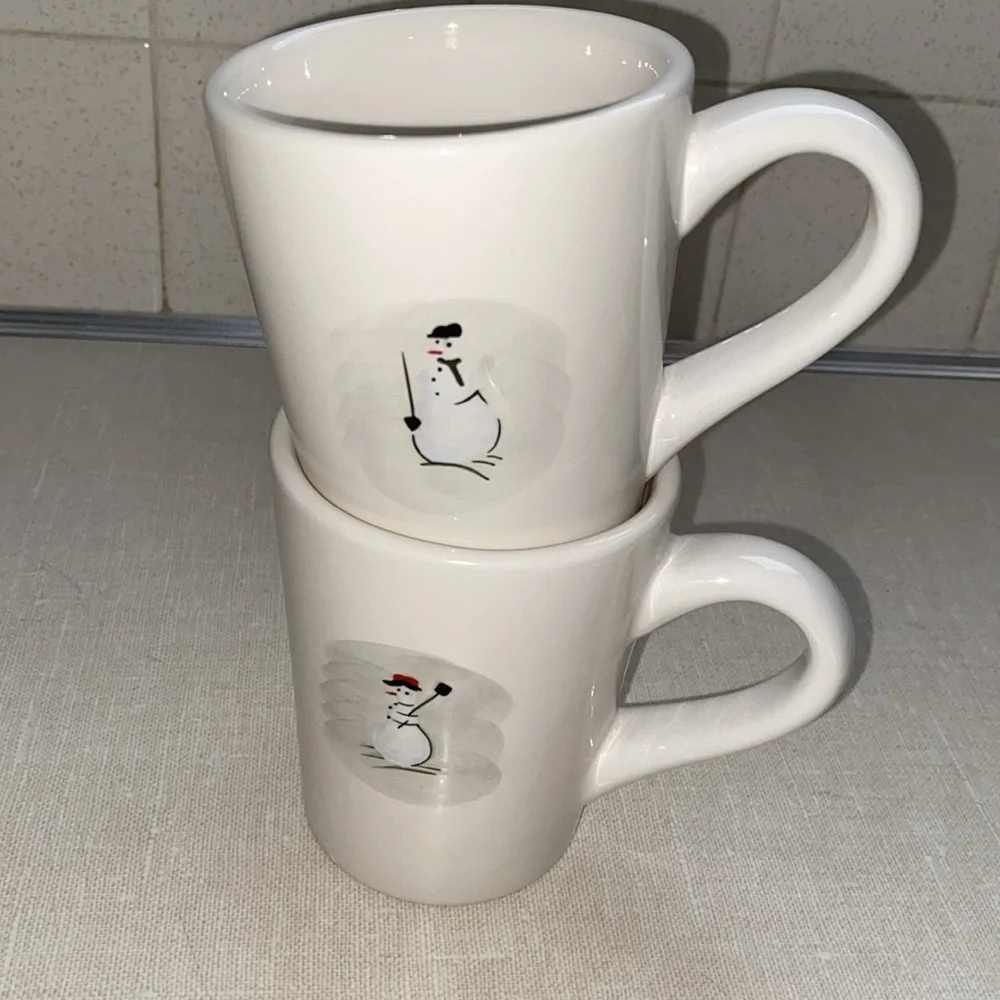 Williams‎ Sonoma Snowman coffee Mug Mugs - Set 2 Christmas Holiday Winter